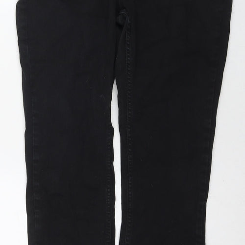 Marks and Spencer Womens Black Cotton Straight Jeans Size 16 L27 in Regular Zip