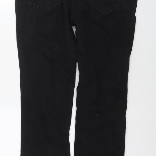Marks and Spencer Womens Black Cotton Straight Jeans Size 16 L27 in Regular Zip