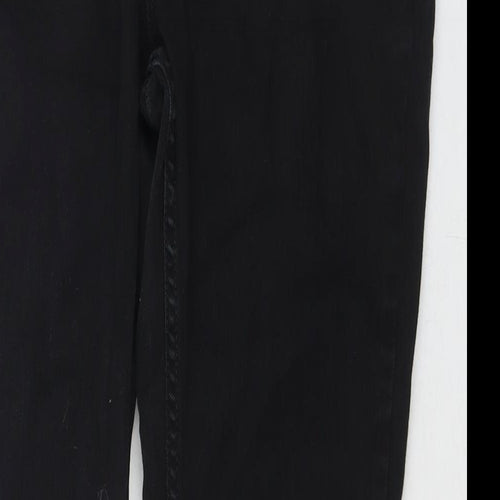 Marks and Spencer Womens Black Cotton Straight Jeans Size 16 L27 in Regular Zip