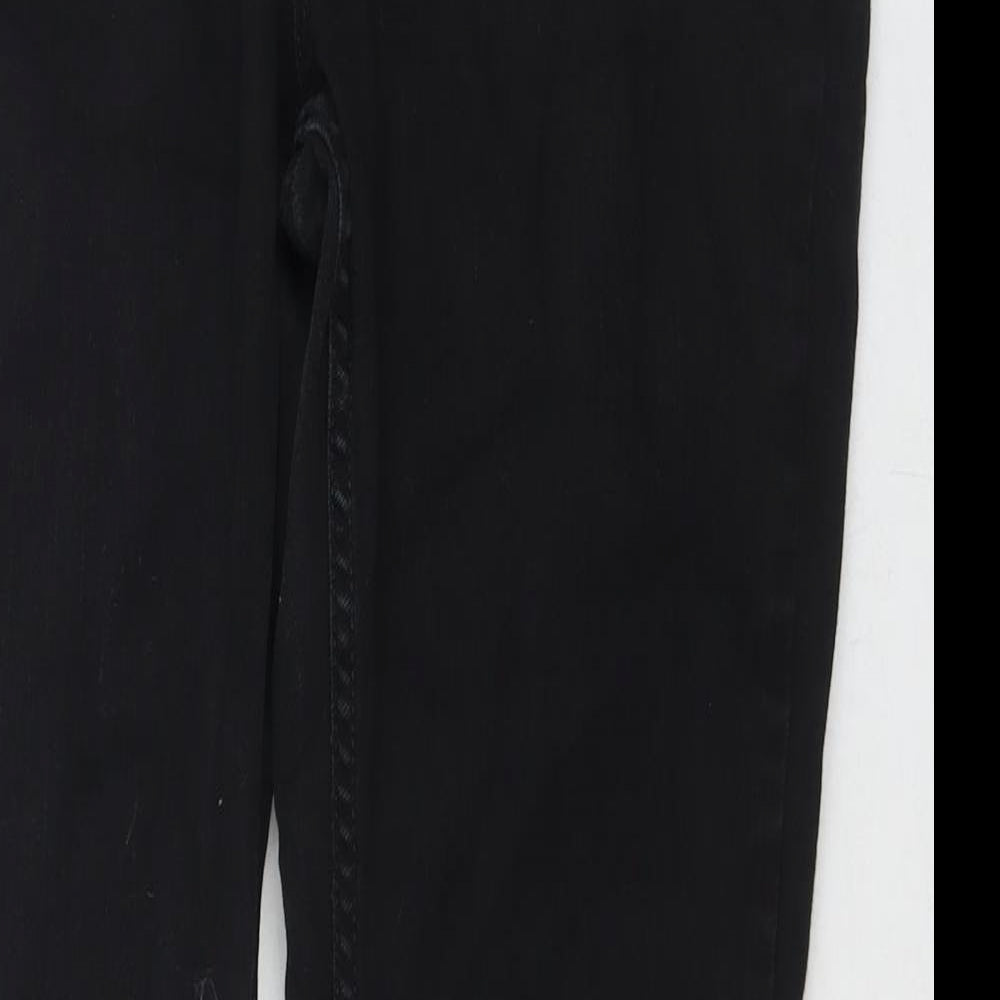 Marks and Spencer Womens Black Cotton Straight Jeans Size 16 L27 in Regular Zip