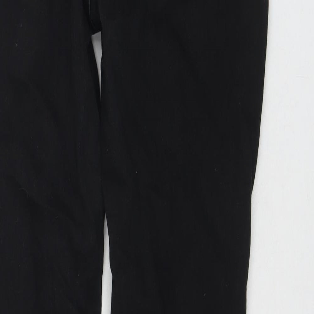 Marks and Spencer Womens Black Cotton Straight Jeans Size 16 L27 in Regular Zip