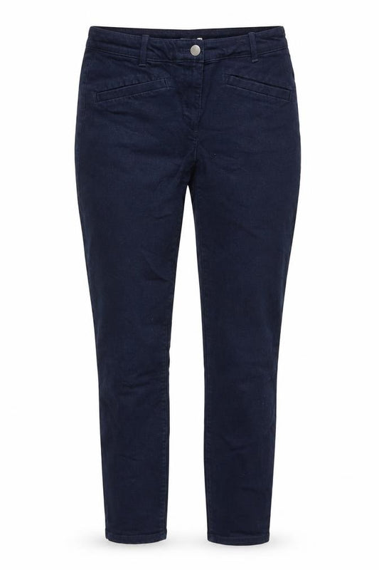 Front view of Gap women’s blue cotton cropped jeans, size UK 8, 26-inch leg regular zip
