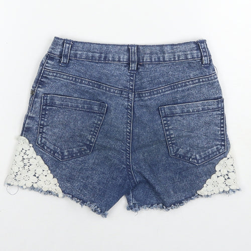 Nkd Girls Blue Cotton Cut-Off Shorts Size 10-11 Years L4 in Regular Zip - Lace Detail