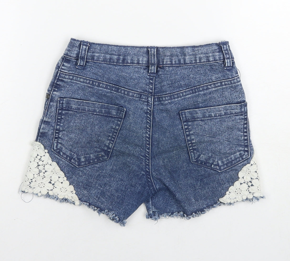 Nkd Girls Blue Cotton Cut-Off Shorts Size 10-11 Years L4 in Regular Zip - Lace Detail