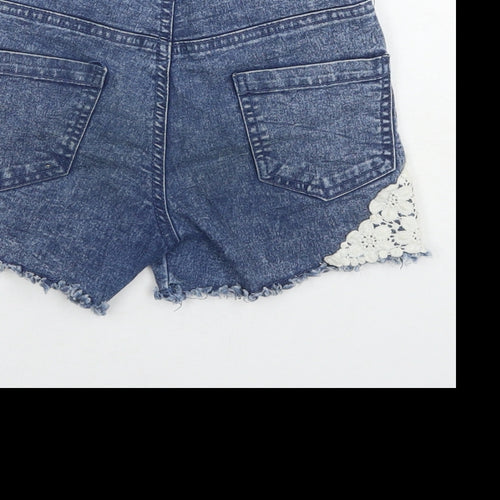 Nkd Girls Blue Cotton Cut-Off Shorts Size 10-11 Years L4 in Regular Zip - Lace Detail