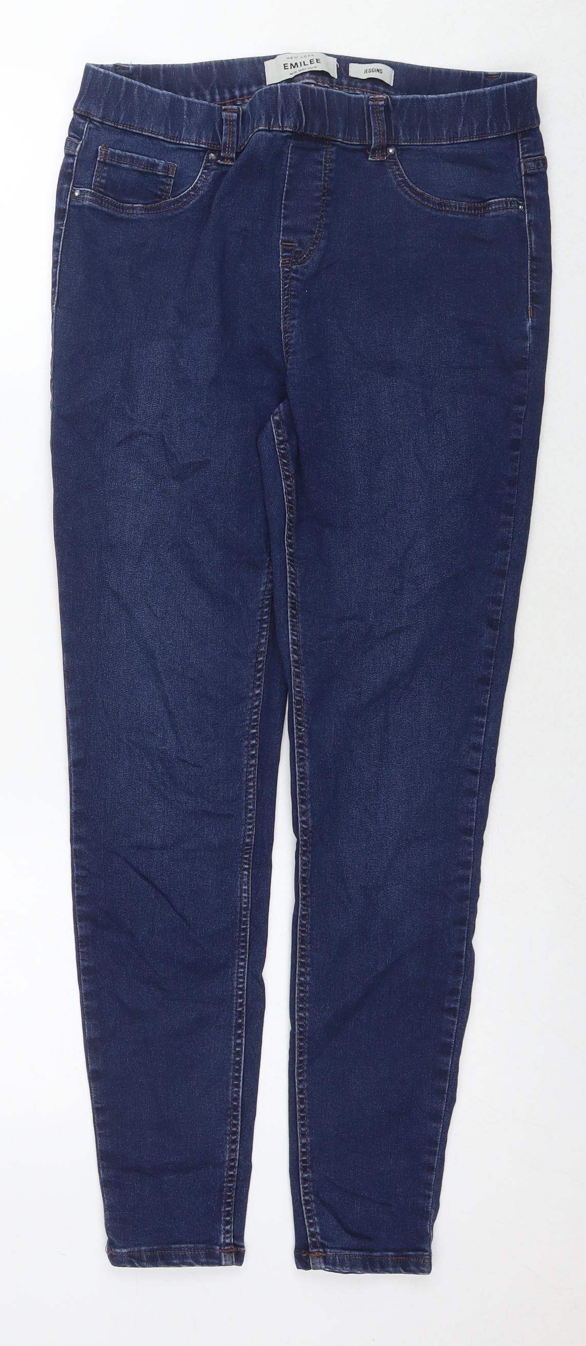 New Look Womens Blue Cotton Jegging Jeans Size 14 L28 in Regular Zip