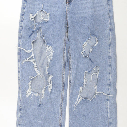 Denim & Co. Womens Blue Cotton Mom Jeans Size 8 L28 in Regular Zip