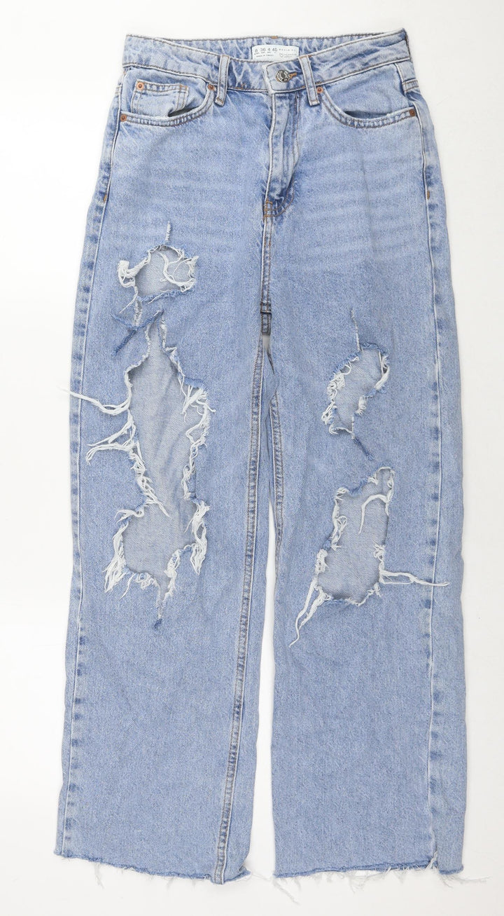 Denim & Co. Womens Blue Cotton Mom Jeans Size 8 L28 in Regular Zip