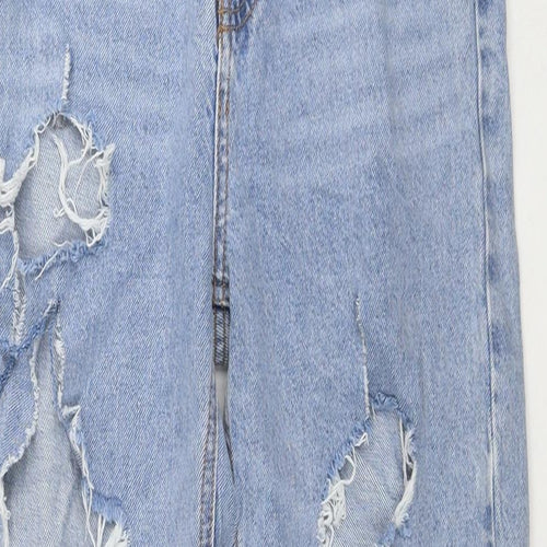 Denim & Co. Womens Blue Cotton Mom Jeans Size 8 L28 in Regular Zip