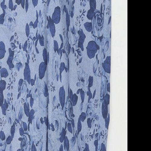M&Co Girls Blue Floral Cotton Skinny Jeans Size 11-12 Years L27 in Regular Zip