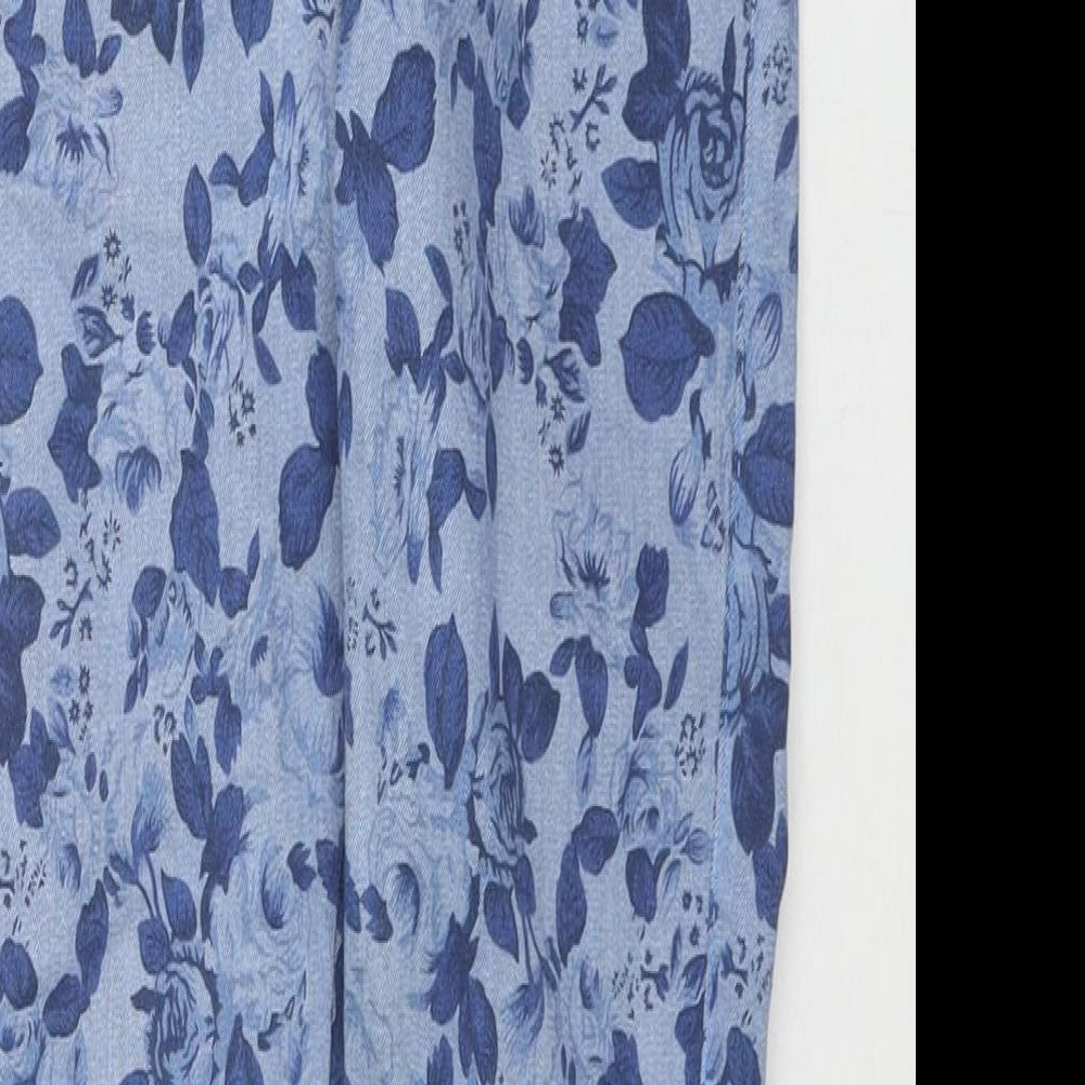 M&Co Girls Blue Floral Cotton Skinny Jeans Size 11-12 Years L27 in Regular Zip