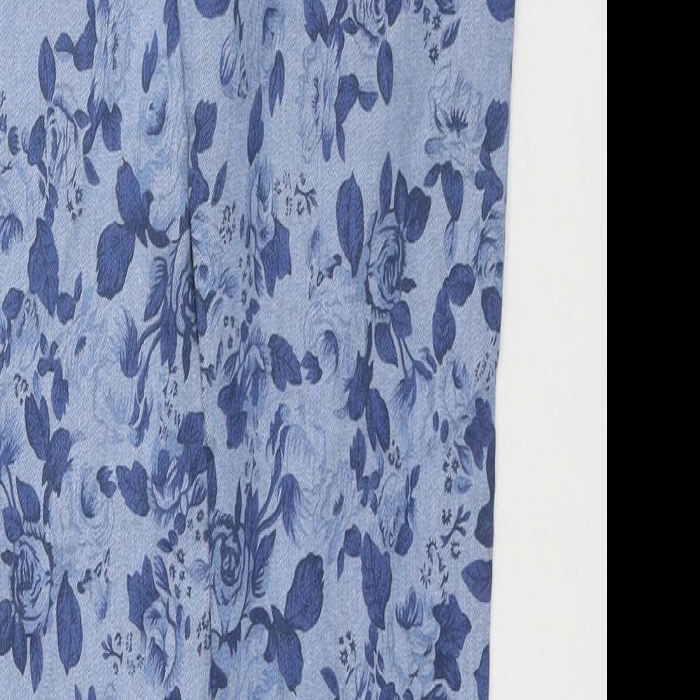 M&Co Girls Blue Floral Cotton Skinny Jeans Size 11-12 Years L27 in Regular Zip