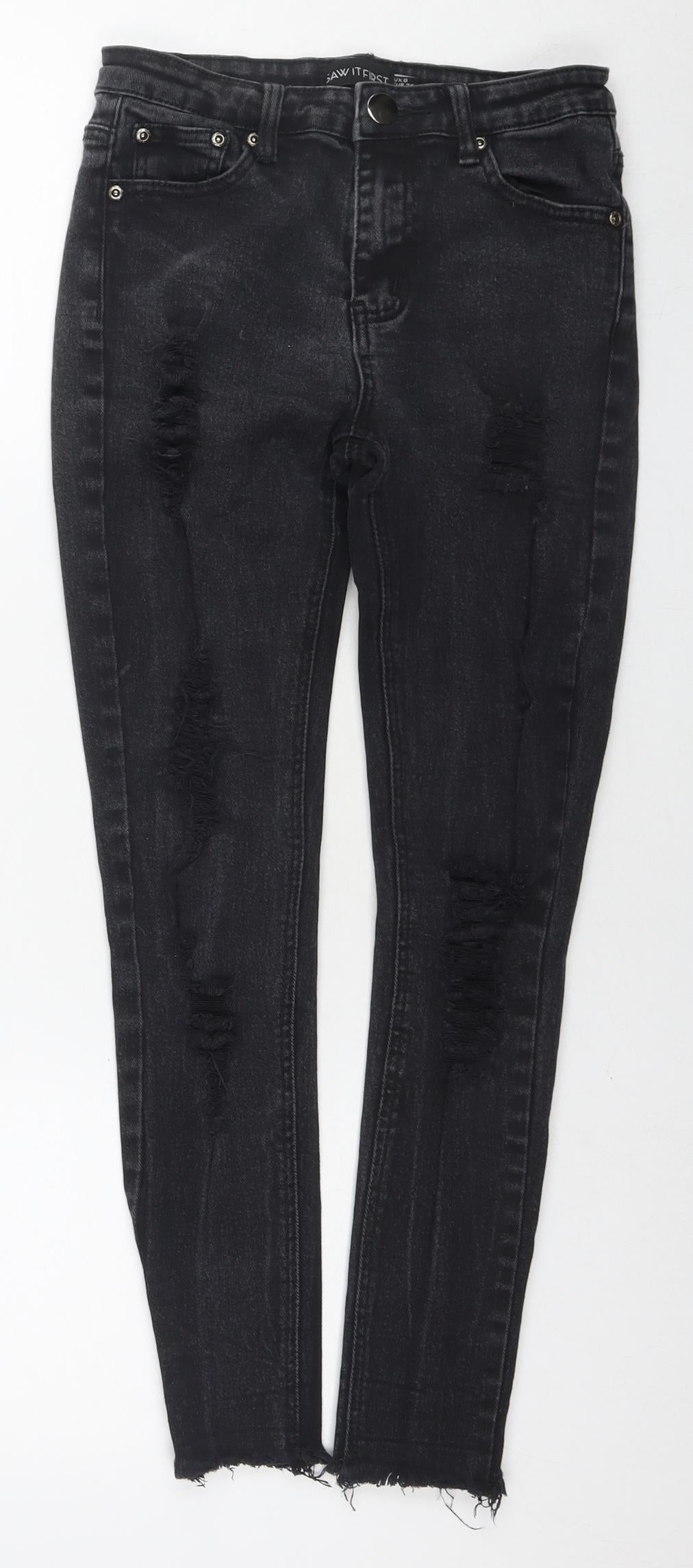 I SAW IT FIRST Womens Black Cotton Skinny Jeans Size 8 L20.5 in Regular Zip