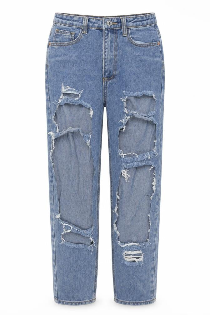 PRETTYLITTLETHING Womens Blue Cotton Mom Jeans Size 8 L28 in Regular Zip