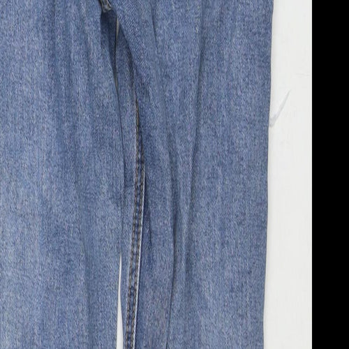 PRETTYLITTLETHING Womens Blue Cotton Mom Jeans Size 8 L28 in Regular Zip