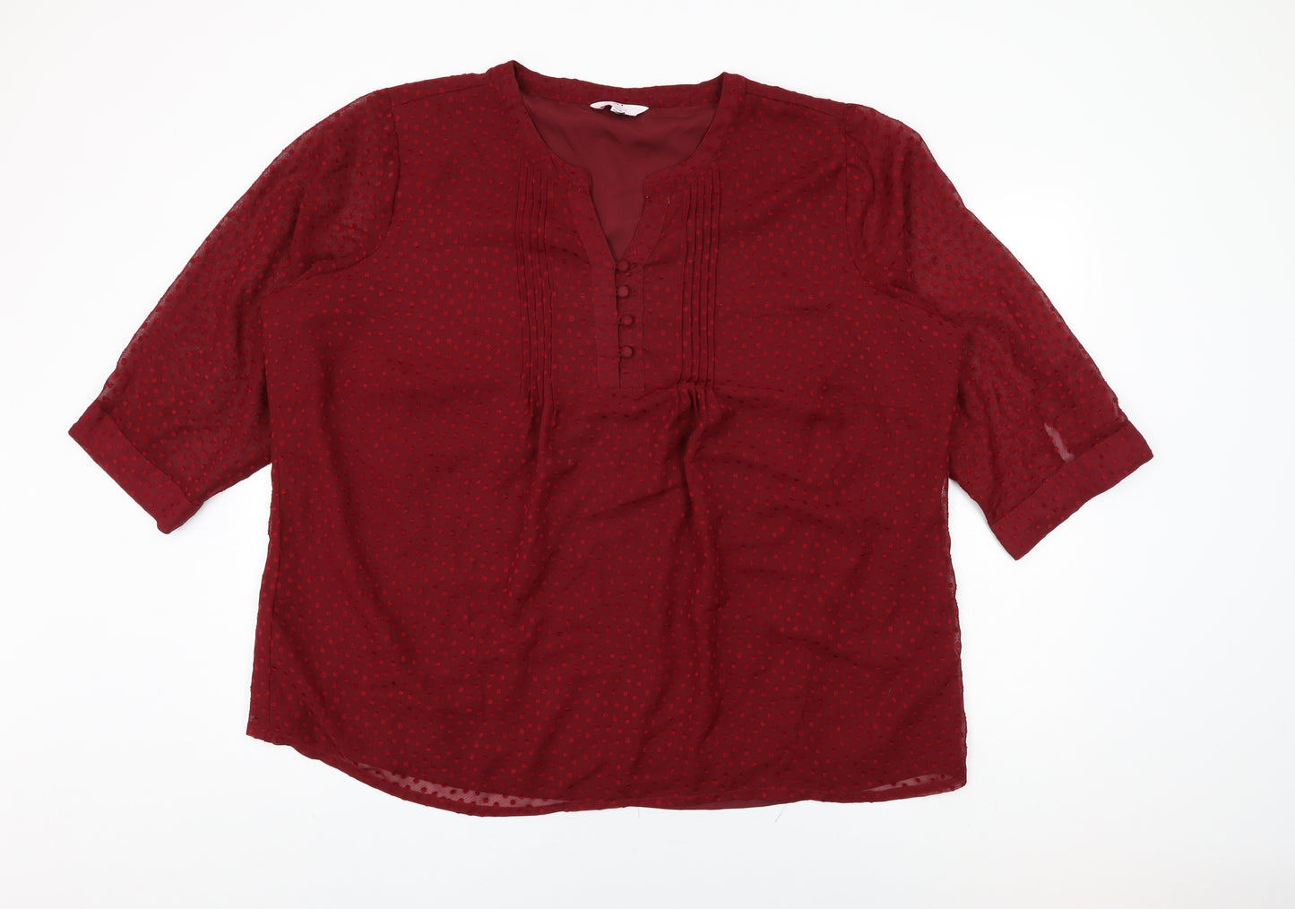 Julipa Womens Red Polka Dot Polyester Basic Blouse Size 26 V-Neck