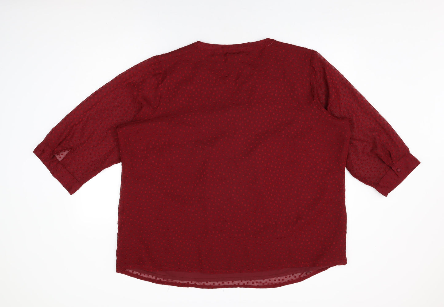 Julipa Womens Red Polka Dot Polyester Basic Blouse Size 26 V-Neck