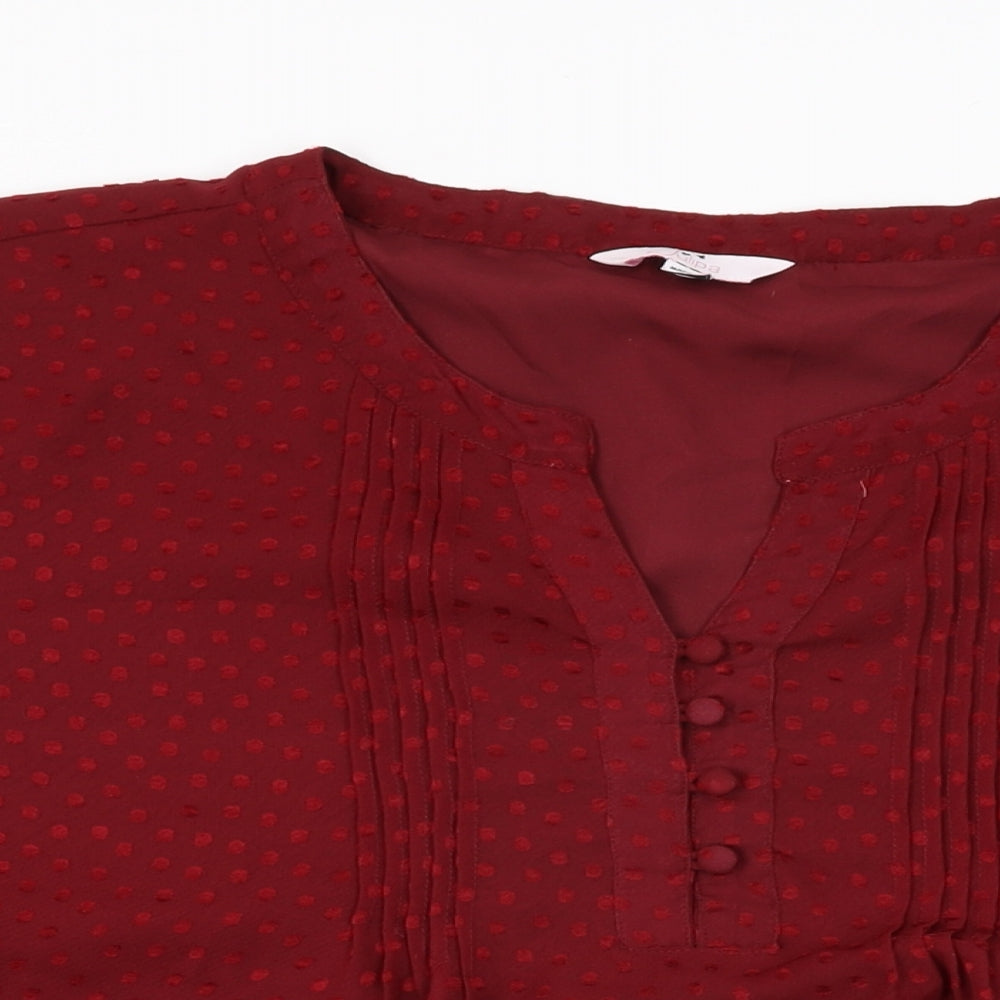 Julipa Womens Red Polka Dot Polyester Basic Blouse Size 26 V-Neck
