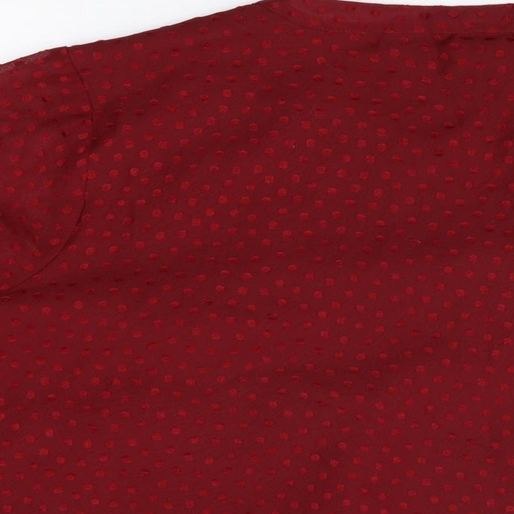 Julipa Womens Red Polka Dot Polyester Basic Blouse Size 26 V-Neck