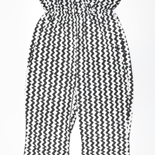 Boohoo Womens White Geometric Polyester Jumpsuit One-Piece Size 16 L28 in Pullover