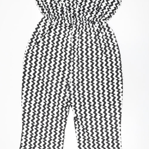 Boohoo Womens White Geometric Polyester Jumpsuit One-Piece Size 16 L28 in Pullover