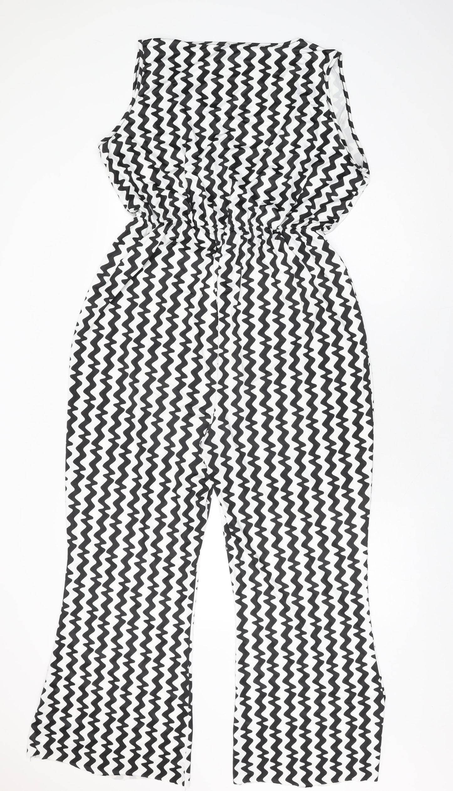 Boohoo Womens White Geometric Polyester Jumpsuit One-Piece Size 16 L28 in Pullover