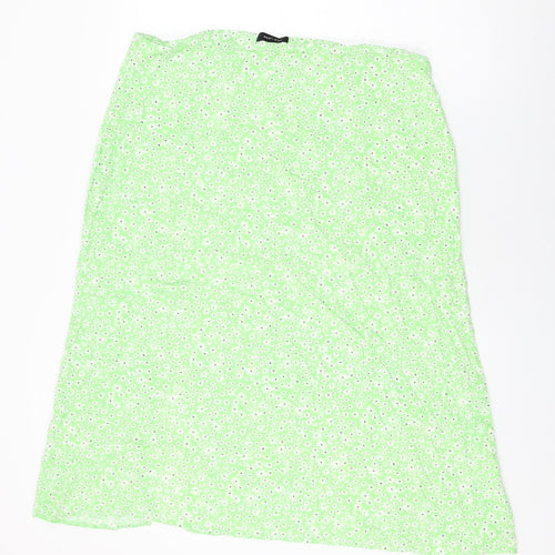 New Look Womens Green Floral Viscose Swing Skirt Size 20 Zip