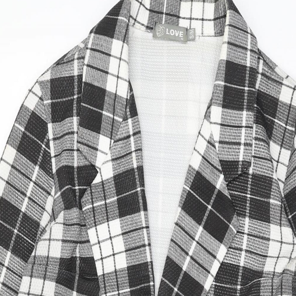 Love Womens Black Geometric Jacket Coat Size S