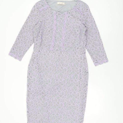 Marks and Spencer Womens Grey Floral Polyamide Bodycon Size 12 Round Neck Pullover