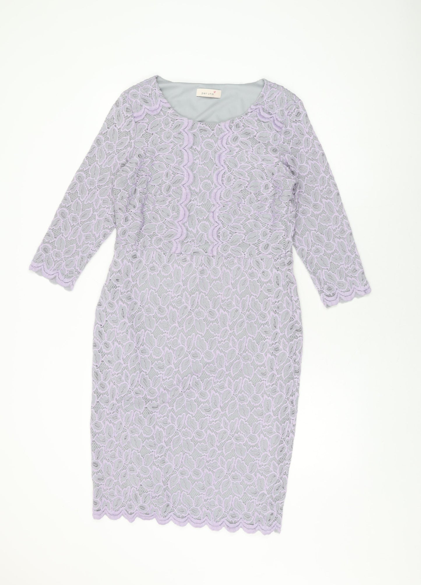 Marks and Spencer Womens Grey Floral Polyamide Bodycon Size 12 Round Neck Pullover