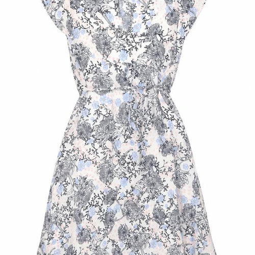 Marks and Spencer Womens White Floral Viscose A-Line Size 10 Round Neck Button