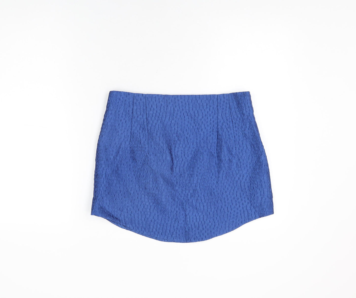 Zara Womens Blue Polyester Mini Skirt Size L Zip