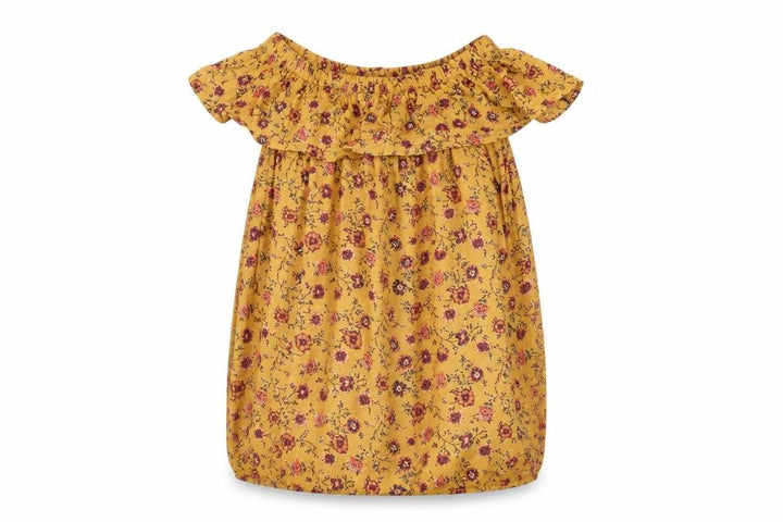 Forever 21 Womens Yellow Floral Viscose Shift Size S Off the Shoulder Pullover