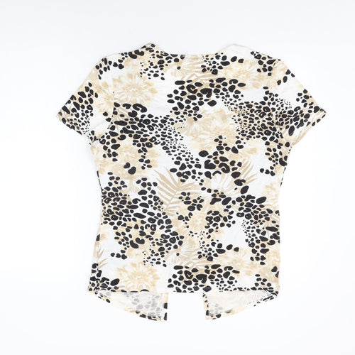 Just Elegance Womens White Geometric Viscose Basic T-Shirt Size 18 Square Neck