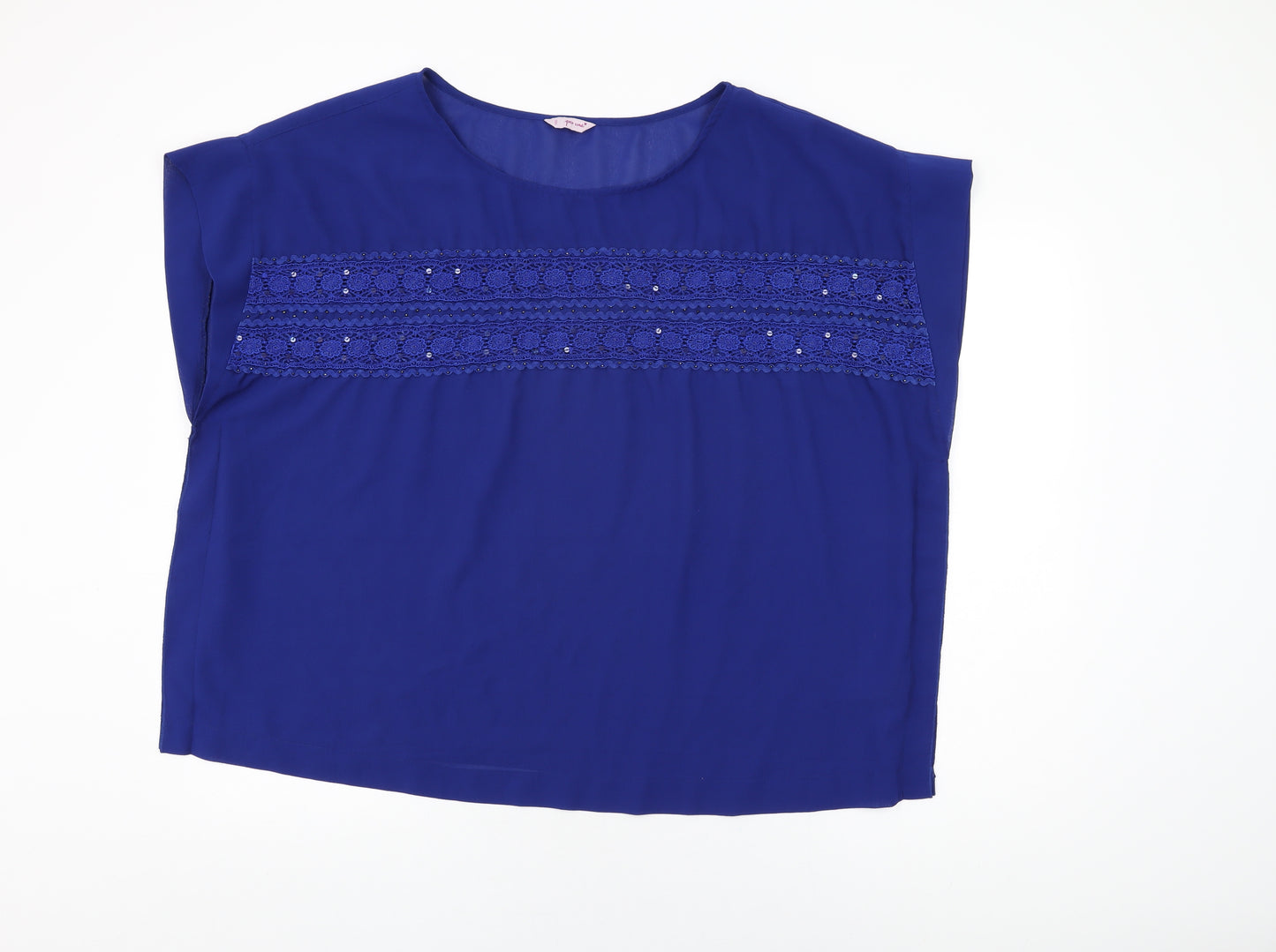 Per Una Womens Blue Polyester Basic Blouse Size 20 Round Neck