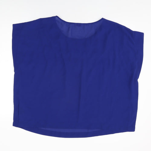 Per Una Womens Blue Polyester Basic Blouse Size 20 Round Neck