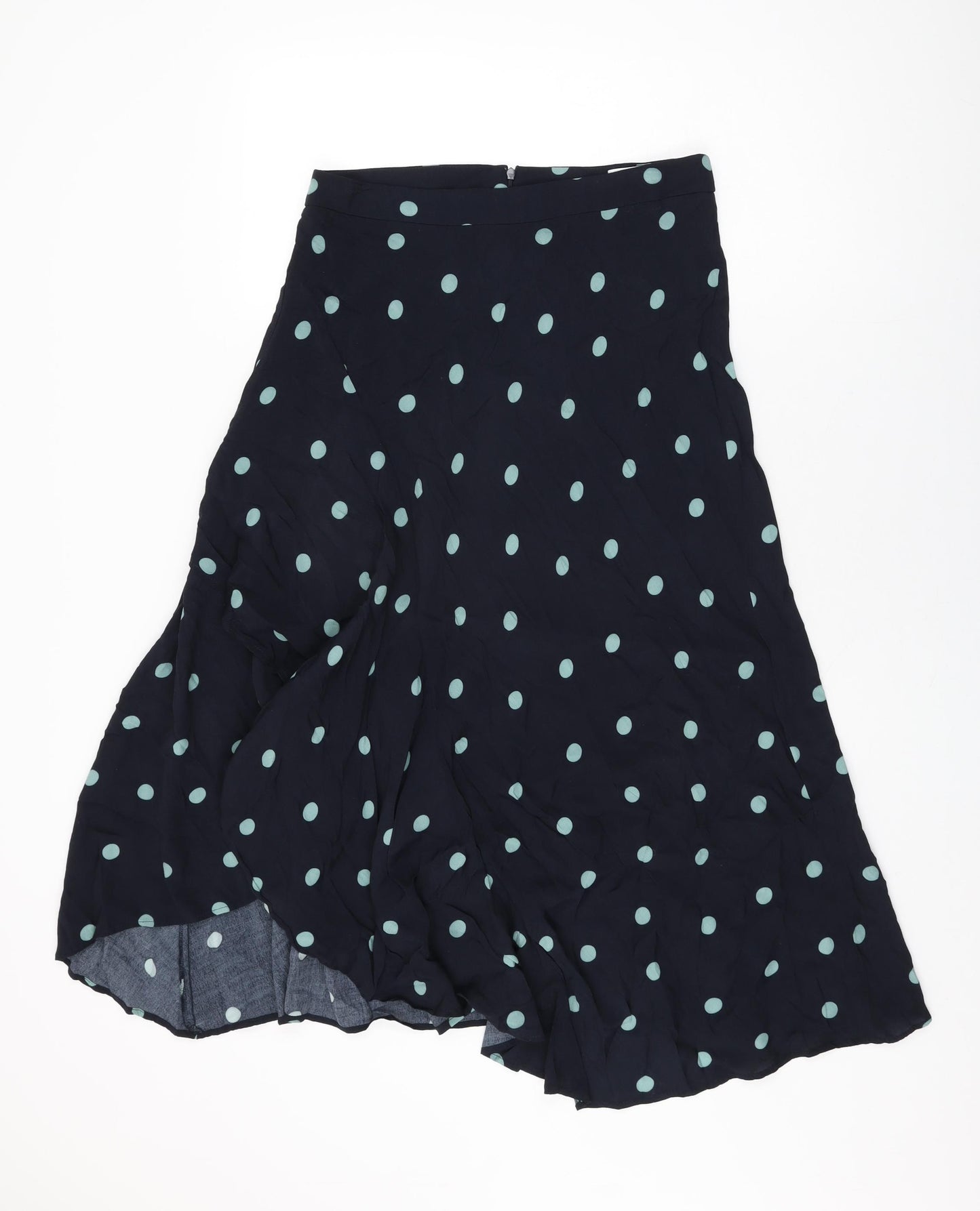 Mango Womens Black Polka Dot Viscose Swing Skirt Size M Zip