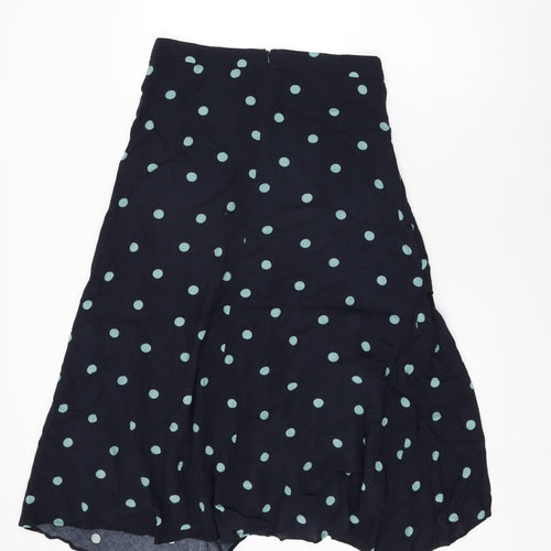 Mango Womens Black Polka Dot Viscose Swing Skirt Size M Zip