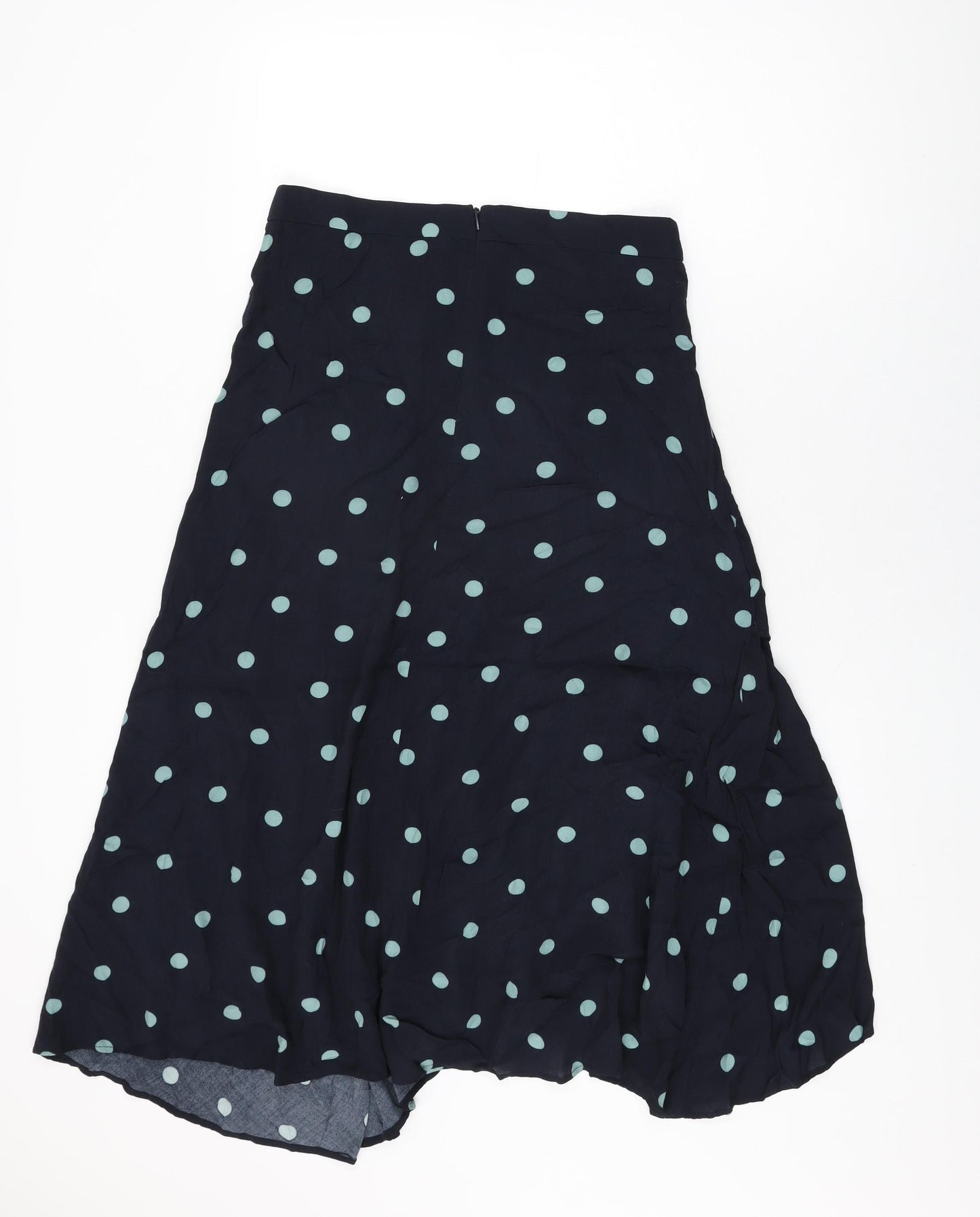 Mango Womens Black Polka Dot Viscose Swing Skirt Size M Zip