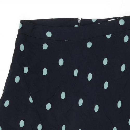 Mango Womens Black Polka Dot Viscose Swing Skirt Size M Zip