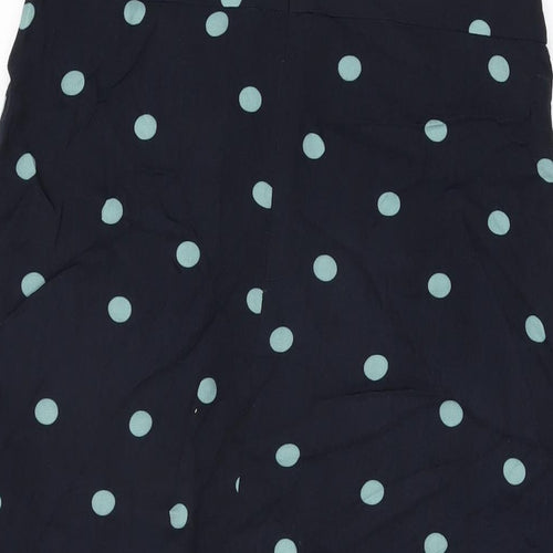 Mango Womens Black Polka Dot Viscose Swing Skirt Size M Zip