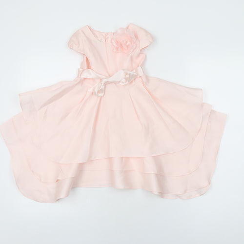 Monsoon Girls Pink Polyester A-Line Size 4 Years Round Neck Zip