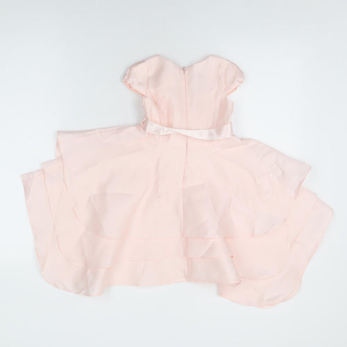Monsoon Girls Pink Polyester A-Line Size 4 Years Round Neck Zip