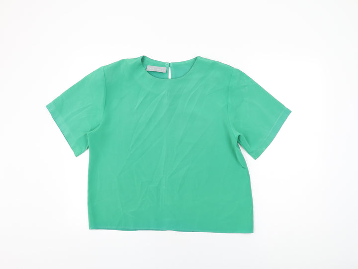 Principles Womens Green Polyester Basic T-Shirt Size 14 Round Neck