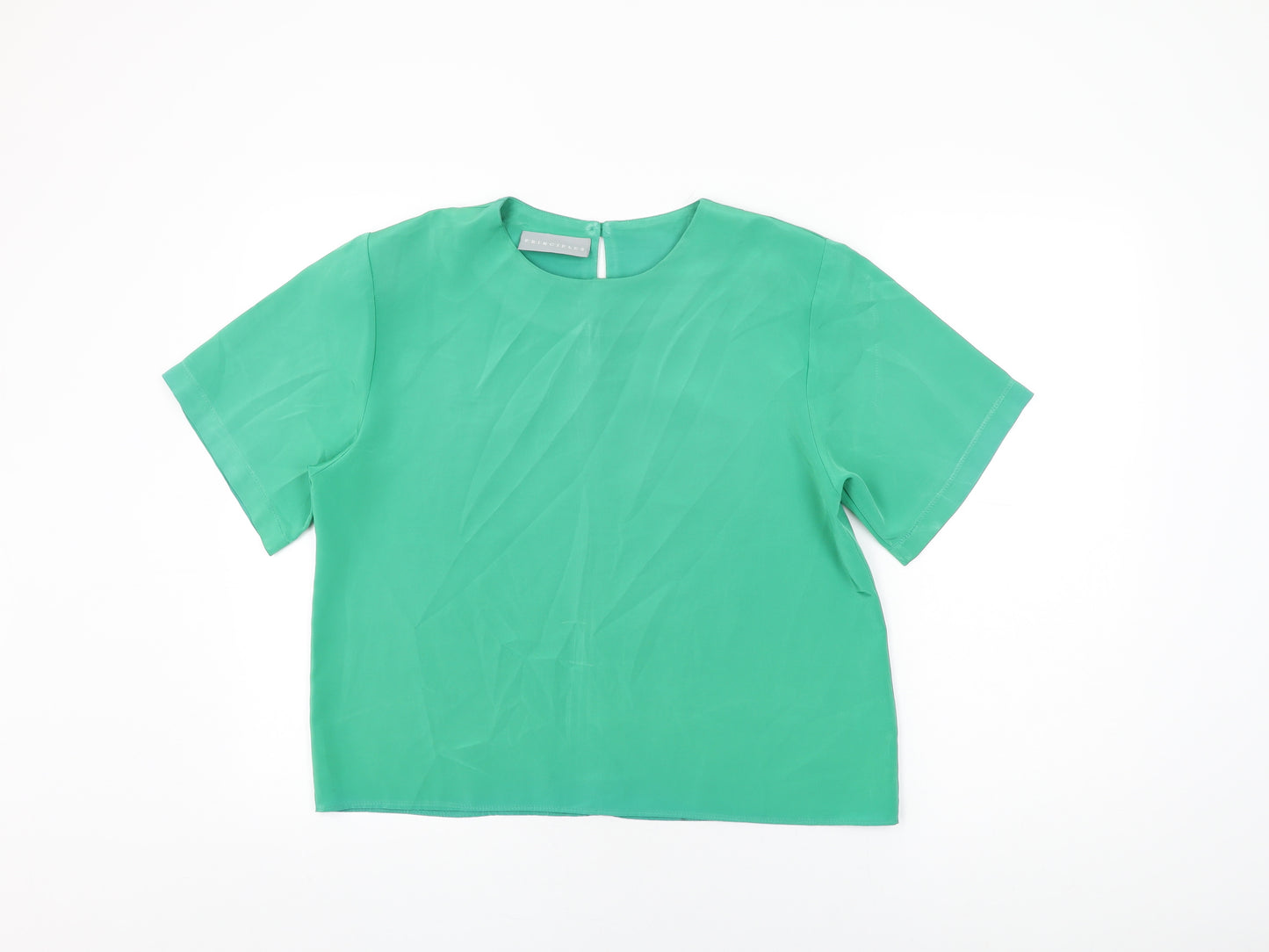 Principles Womens Green Polyester Basic T-Shirt Size 14 Round Neck
