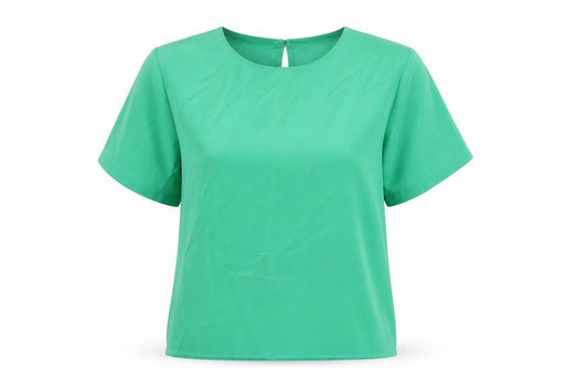 Front view of Principles women’s green polyester basic t-shirt, size UK 14, round neck