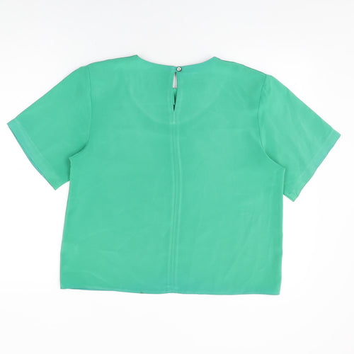 Principles Womens Green Polyester Basic T-Shirt Size 14 Round Neck