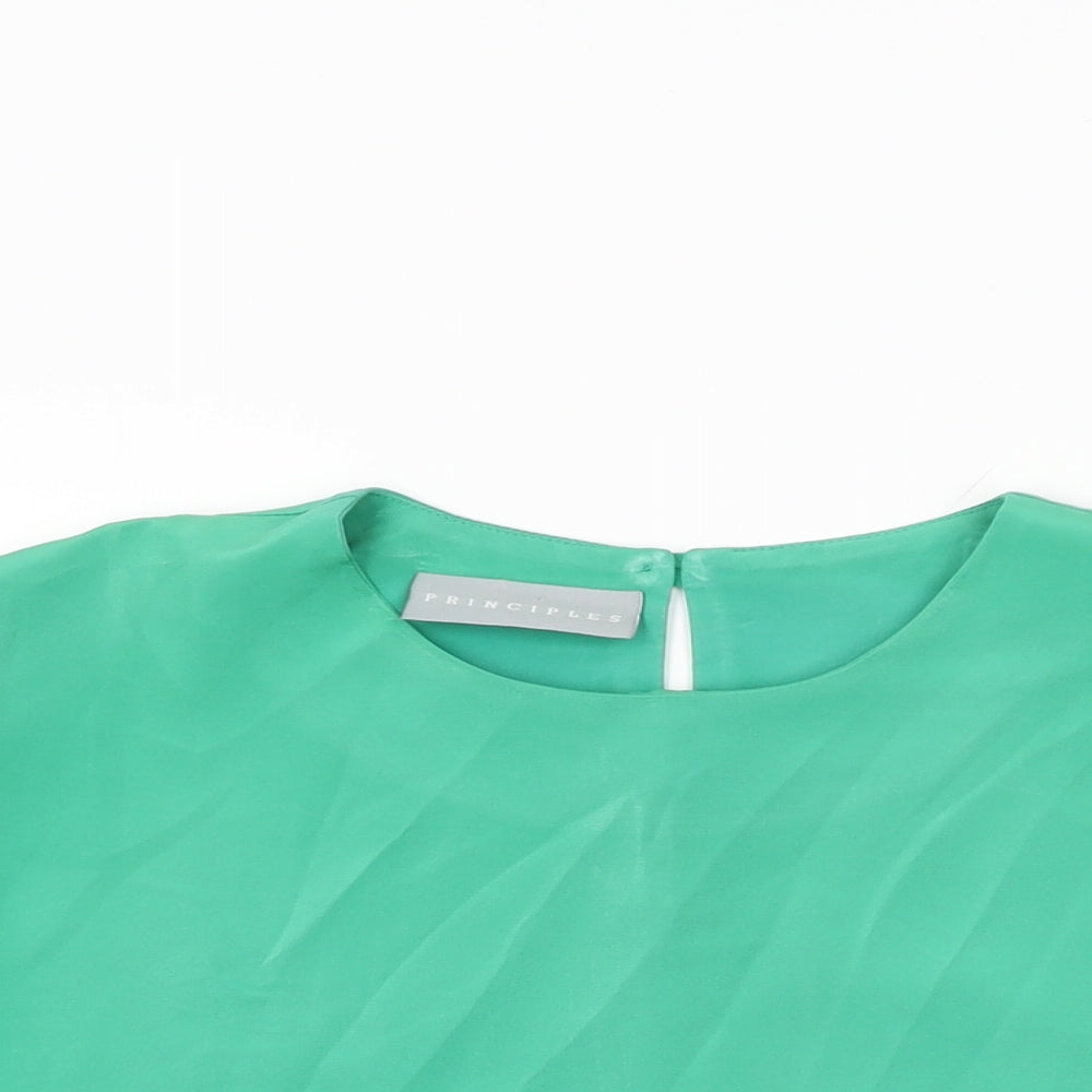 Principles Womens Green Polyester Basic T-Shirt Size 14 Round Neck