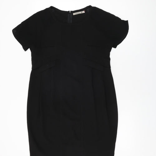 Soggo Collection Womens Black Polyester Shift Size S Round Neck Zip