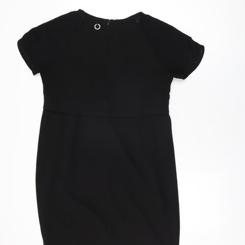 Soggo Collection Womens Black Polyester Shift Size S Round Neck Zip